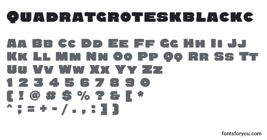 A fonte Quadratgroteskblackc – alfabeto, números, caracteres especiais