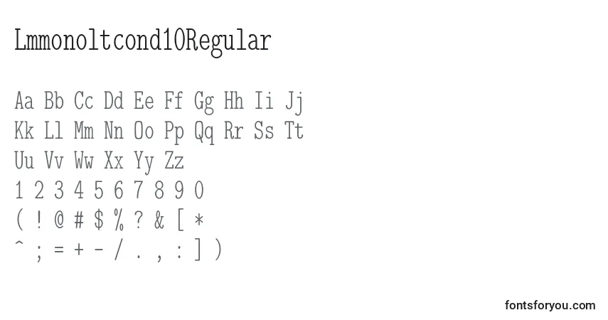 A fonte Lmmonoltcond10Regular – alfabeto, números, caracteres especiais