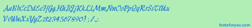 HffRibbon Font – Blue Fonts on Green Background