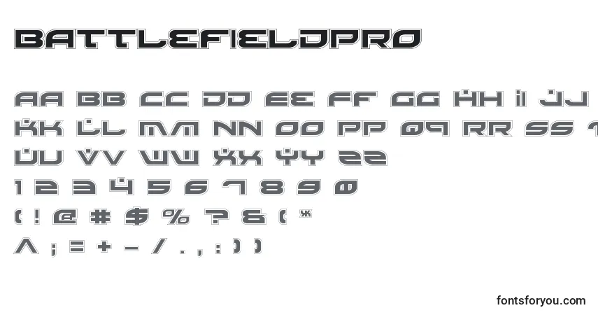 Schriftart BattlefieldPro – Alphabet, Zahlen, spezielle Symbole