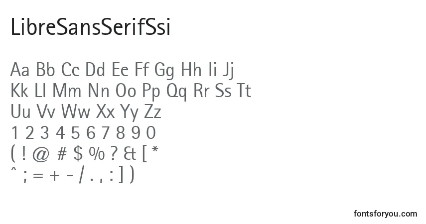 A fonte LibreSansSerifSsi – alfabeto, números, caracteres especiais