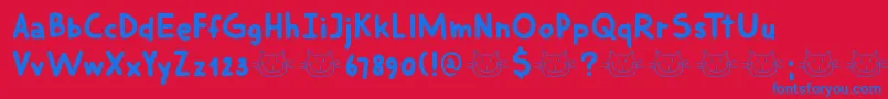 DkSmilingCat Font – Blue Fonts on Red Background