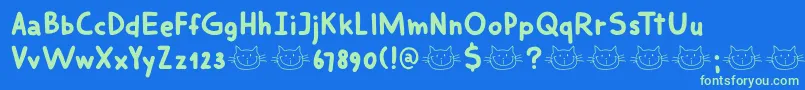 DkSmilingCat Font – Green Fonts on Blue Background