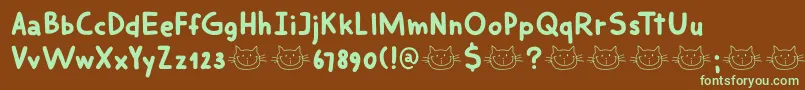 DkSmilingCat Font – Green Fonts on Brown Background
