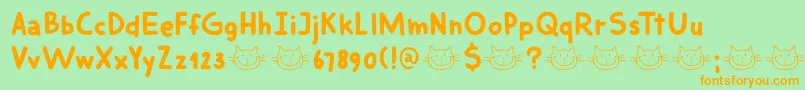 DkSmilingCat Font – Orange Fonts on Green Background