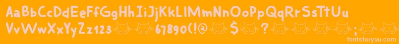 DkSmilingCat Font – Pink Fonts on Orange Background