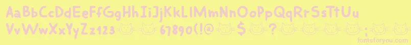 DkSmilingCat Font – Pink Fonts on Yellow Background