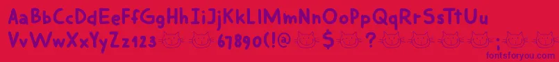 DkSmilingCat Font – Purple Fonts on Red Background