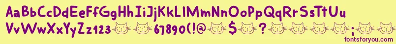 DkSmilingCat Font – Purple Fonts on Yellow Background