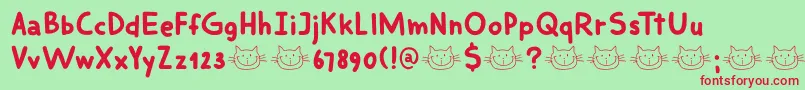 DkSmilingCat Font – Red Fonts on Green Background