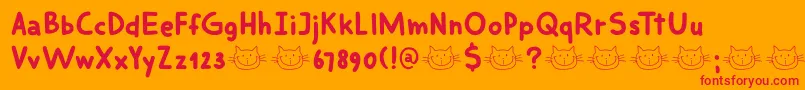 フォントDkSmilingCat – オレンジの背景に赤い文字
