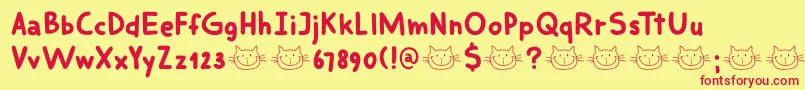DkSmilingCat Font – Red Fonts on Yellow Background