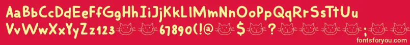 DkSmilingCat Font – Yellow Fonts on Red Background