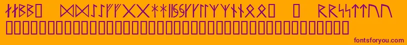Runar-Schriftart – Violette Schriften auf orangefarbenem Hintergrund