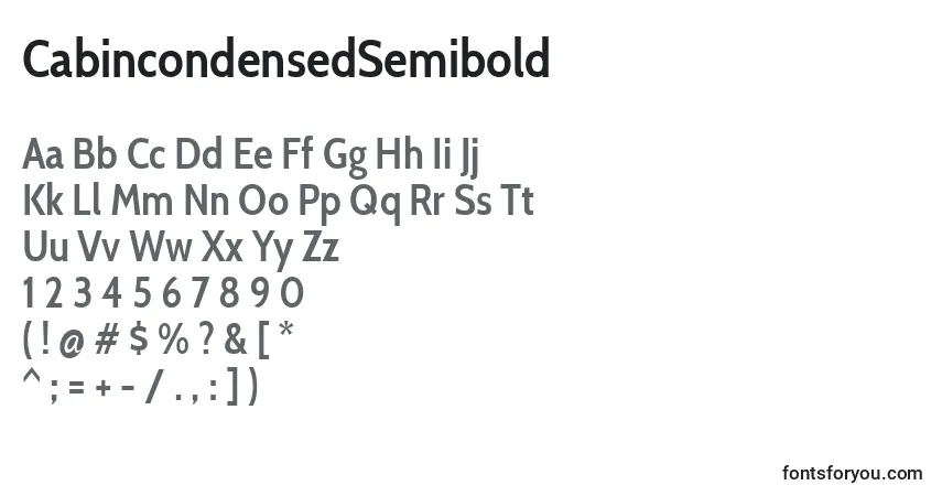 CabincondensedSemiboldフォント–アルファベット、数字、特殊文字