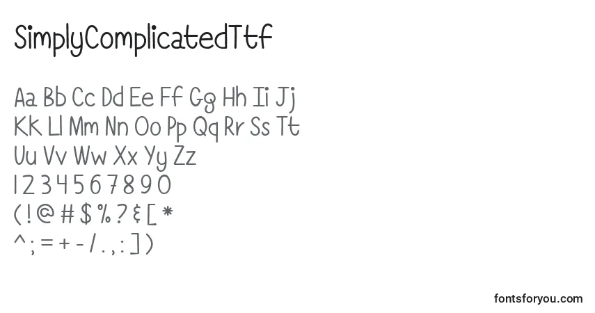 SimplyComplicatedTtf-fontti – aakkoset, numerot, erikoismerkit