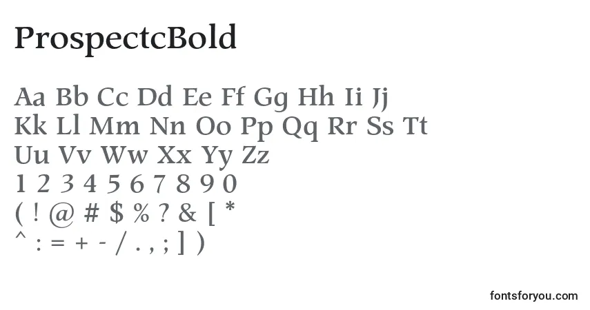 ProspectcBold font – alphabet, numbers, special characters