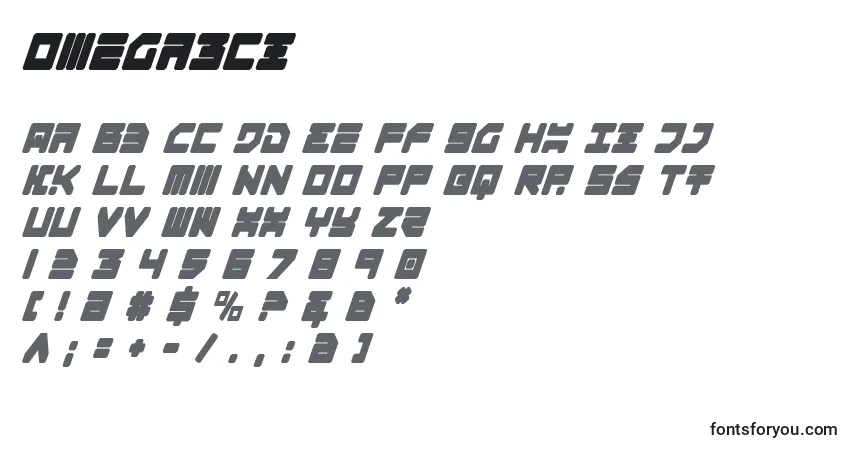Schriftart Omega3ci – Alphabet, Zahlen, spezielle Symbole
