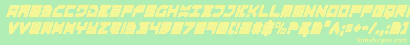 フォントOmega3ci – 黄色の文字が緑の背景にあります