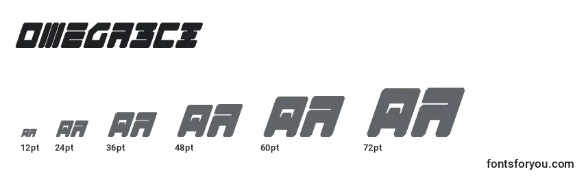 Размеры шрифта Omega3ci