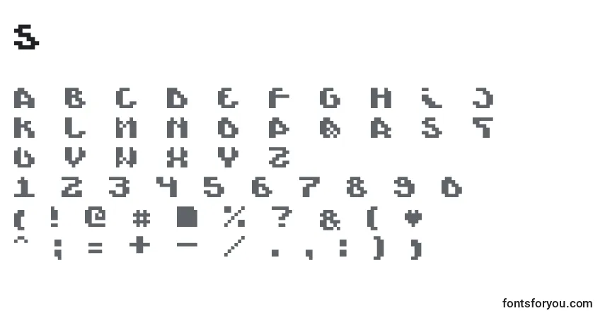 Czcionka Scienide – alfabet, cyfry, specjalne znaki