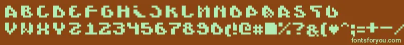 Scienide-Schriftart – Grüne Schriften auf braunem Hintergrund
