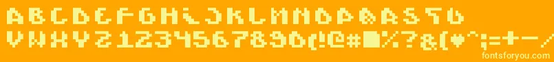 Fonte Scienide – fontes amarelas em um fundo laranja