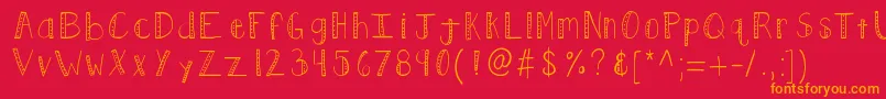 フォントKbpush – 赤い背景にオレンジの文字