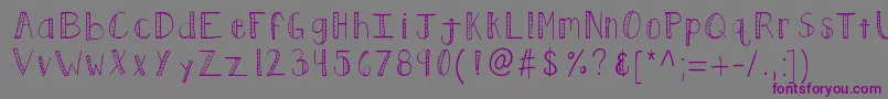フォントKbpush – 紫色のフォント、灰色の背景