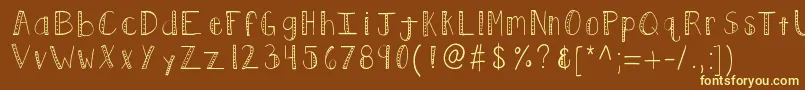 Kbpush-fontti – keltaiset fontit ruskealla taustalla