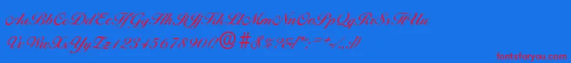 BallantinesserialMediumRegular-Schriftart – Rote Schriften auf blauem Hintergrund
