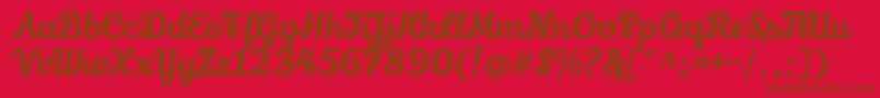LilyscriptoneRegular-Schriftart – Braune Schriften auf rotem Hintergrund