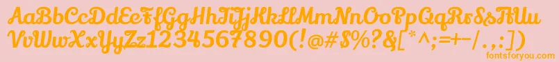 フォントLilyscriptoneRegular – オレンジの文字がピンクの背景にあります。
