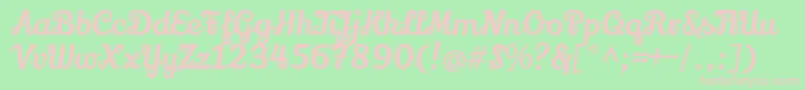 LilyscriptoneRegular-fontti – vaaleanpunaiset fontit vihreällä taustalla