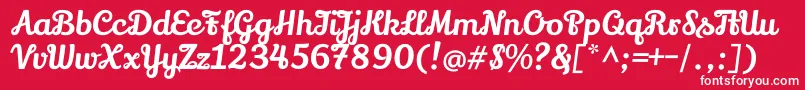 LilyscriptoneRegular-fontti – valkoiset fontit punaisella taustalla