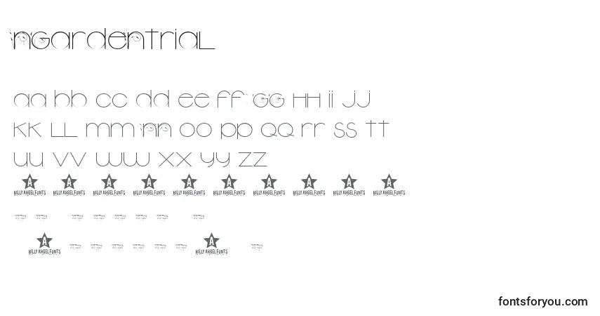 Schriftart NgardenTrial – Alphabet, Zahlen, spezielle Symbole
