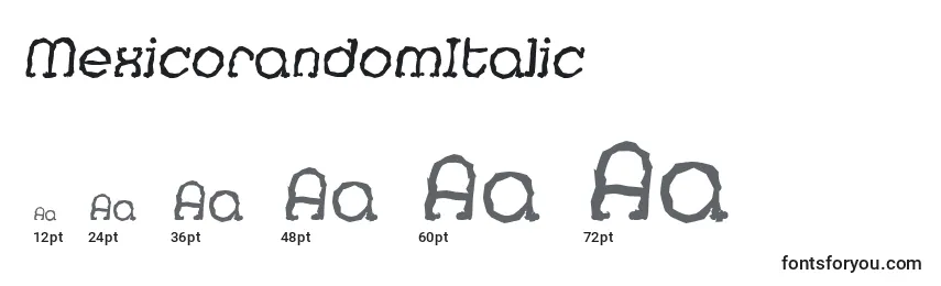 Размеры шрифта MexicorandomItalic