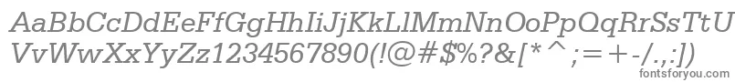 SerifaItalicBt-fontti – harmaat kirjasimet valkoisella taustalla