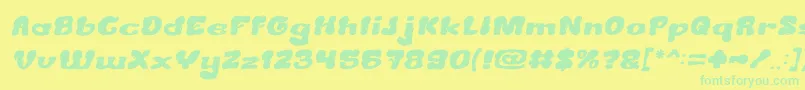 CreamyButterItalic Font – Green Fonts on Yellow Background