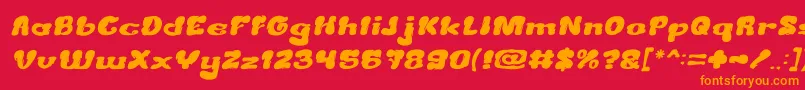フォントCreamyButterItalic – 赤い背景にオレンジの文字