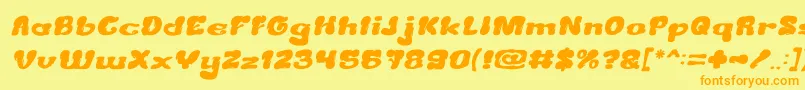 Fonte CreamyButterItalic – fontes laranjas em um fundo amarelo