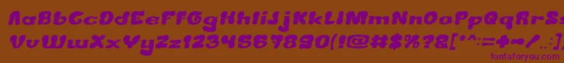 CreamyButterItalic Font – Purple Fonts on Brown Background