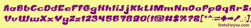 フォントCreamyButterItalic – 紫色のフォント、黄色の背景
