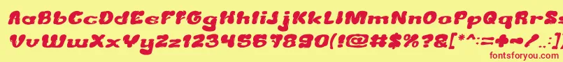 CreamyButterItalic Font – Red Fonts on Yellow Background