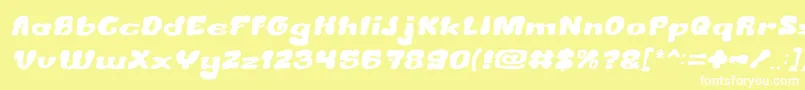 Шрифт CreamyButterItalic – белые шрифты на жёлтом фоне