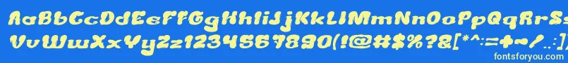 フォントCreamyButterItalic – 黄色の文字、青い背景
