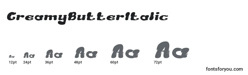 CreamyButterItalic Font Sizes
