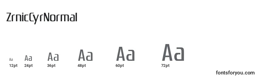 ZrnicCyrNormal Font Sizes