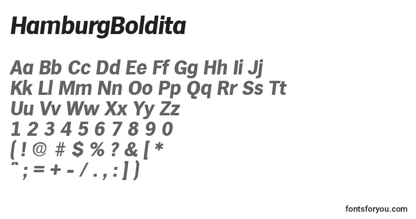 Шрифт HamburgBoldita – алфавит, цифры, специальные символы