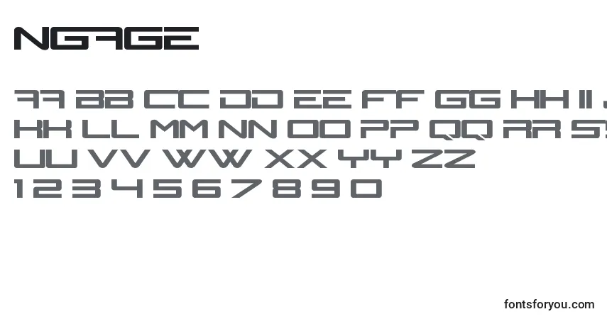 Schriftart NGage – Alphabet, Zahlen, spezielle Symbole